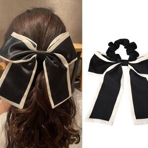 Alo Yoga Bow Hair Tie Scrunchie Love Knot Black and White